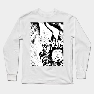 Black and White Rose Design Print Long Sleeve T-Shirt